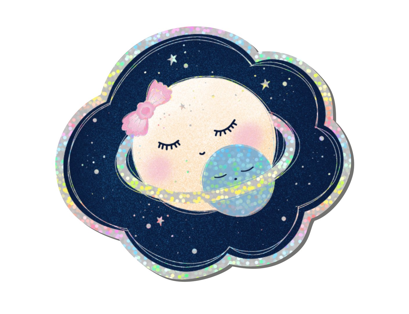 Glitzer Sticker wasserfest Planet