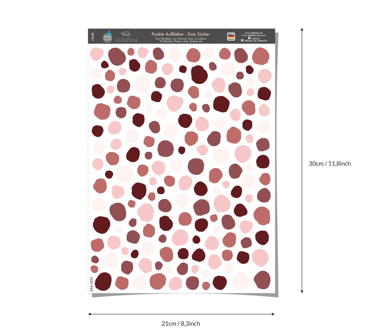 Punkte Sticker A4 spülmaschinenfest rosé