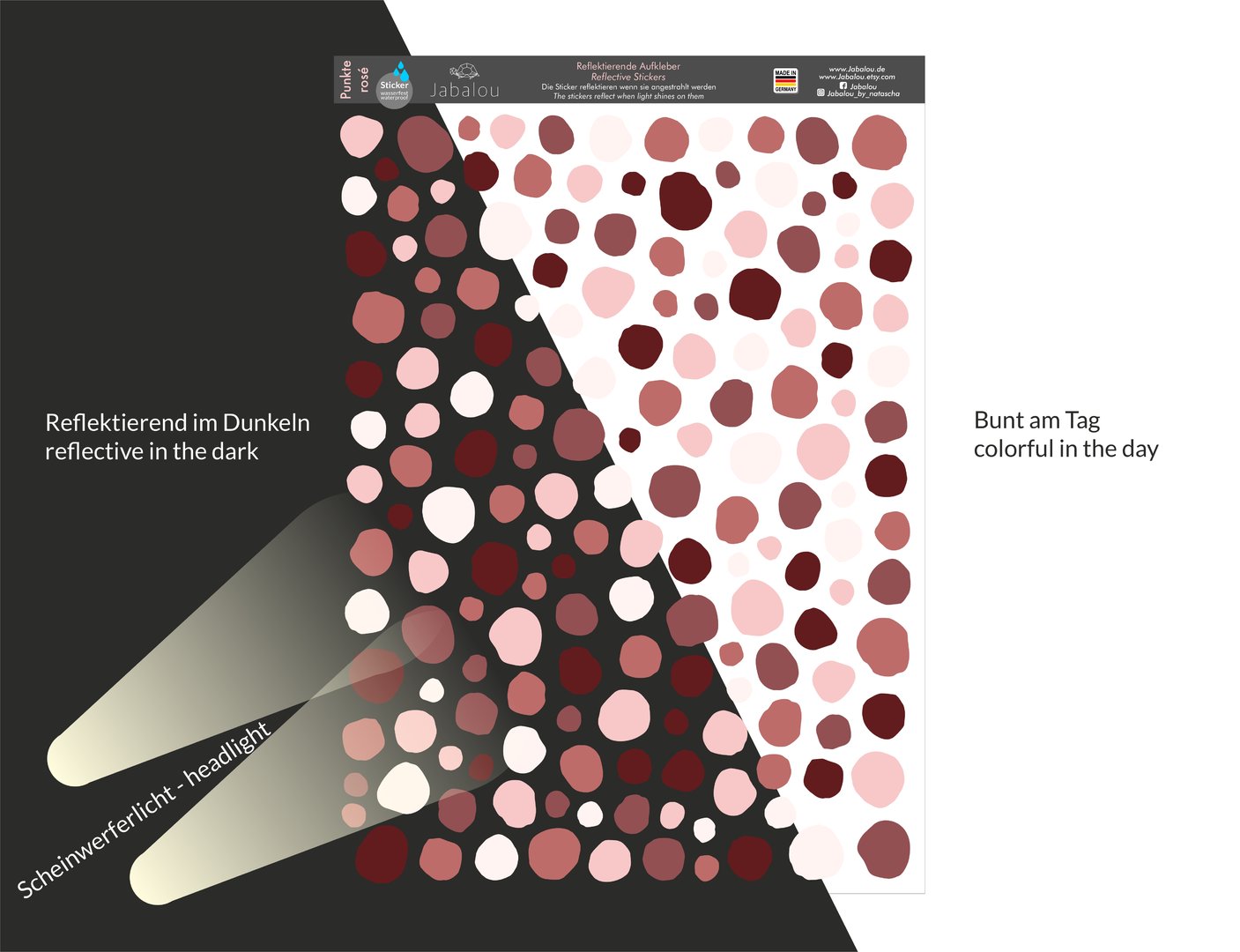 REFLECT Fahrradaufkleber Punkte ROSE