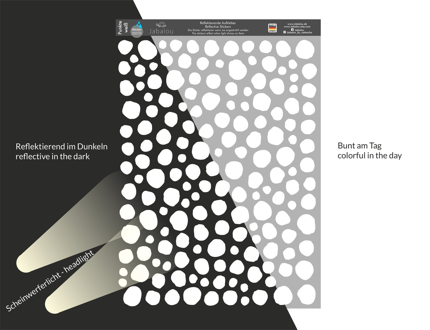 REFLECT Fahrradaufkleber Punkte WEISS