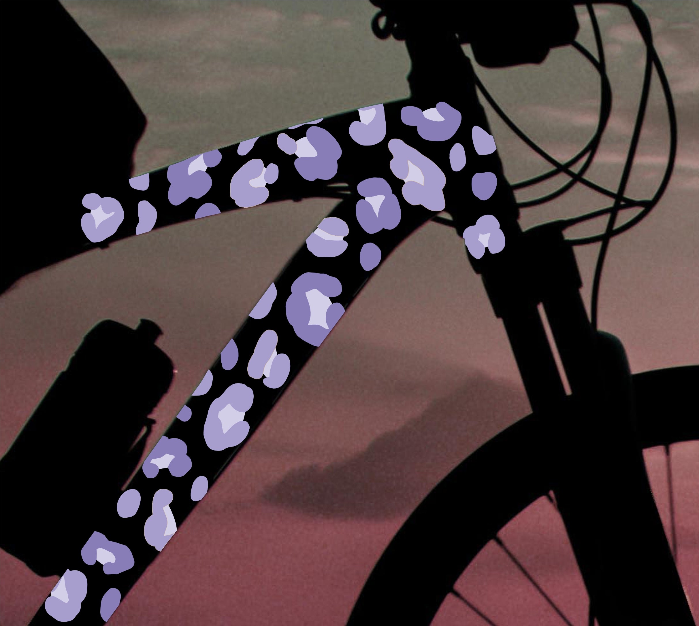 Reflektierende Fahrradaufkleber Leoparden Muster LILA - reflective Sticker für Fahrrad Helm