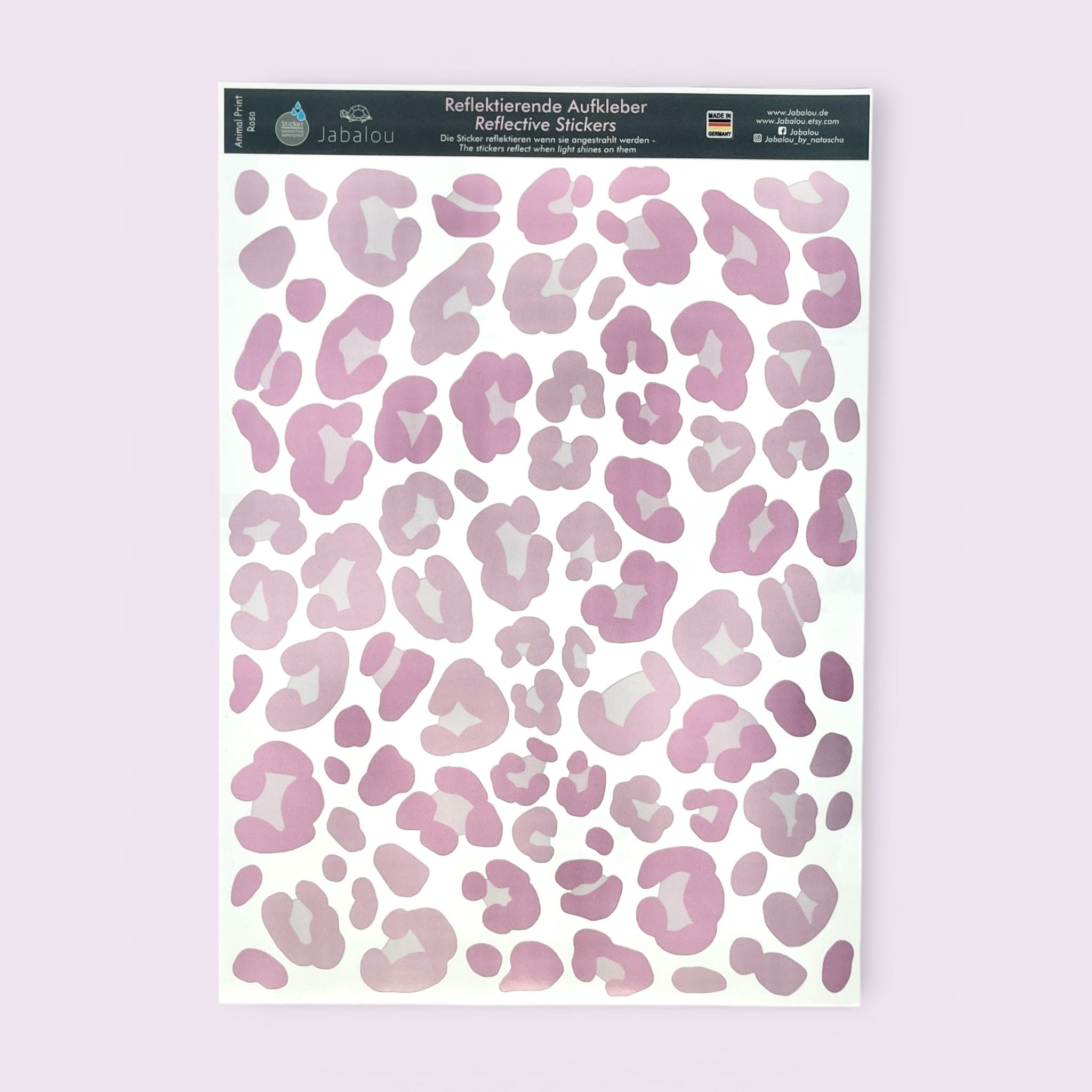 Reflektierende Fahrradaufkleber Leoparden Muster ROSA - reflective Sticker für Fahrrad Helm