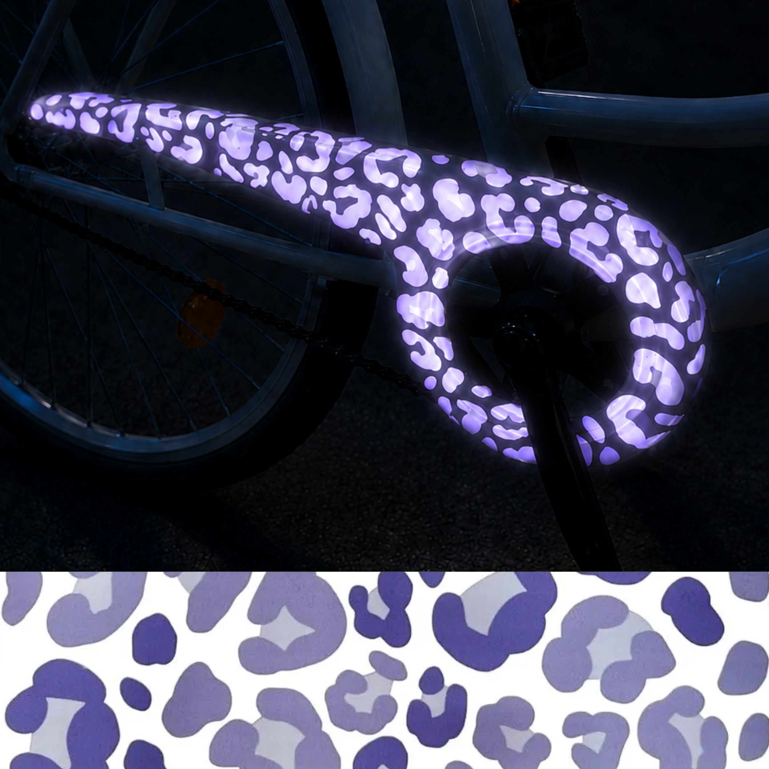 Reflektierende Fahrradaufkleber Leoparden Muster LILA - reflective Sticker für Fahrrad Helm