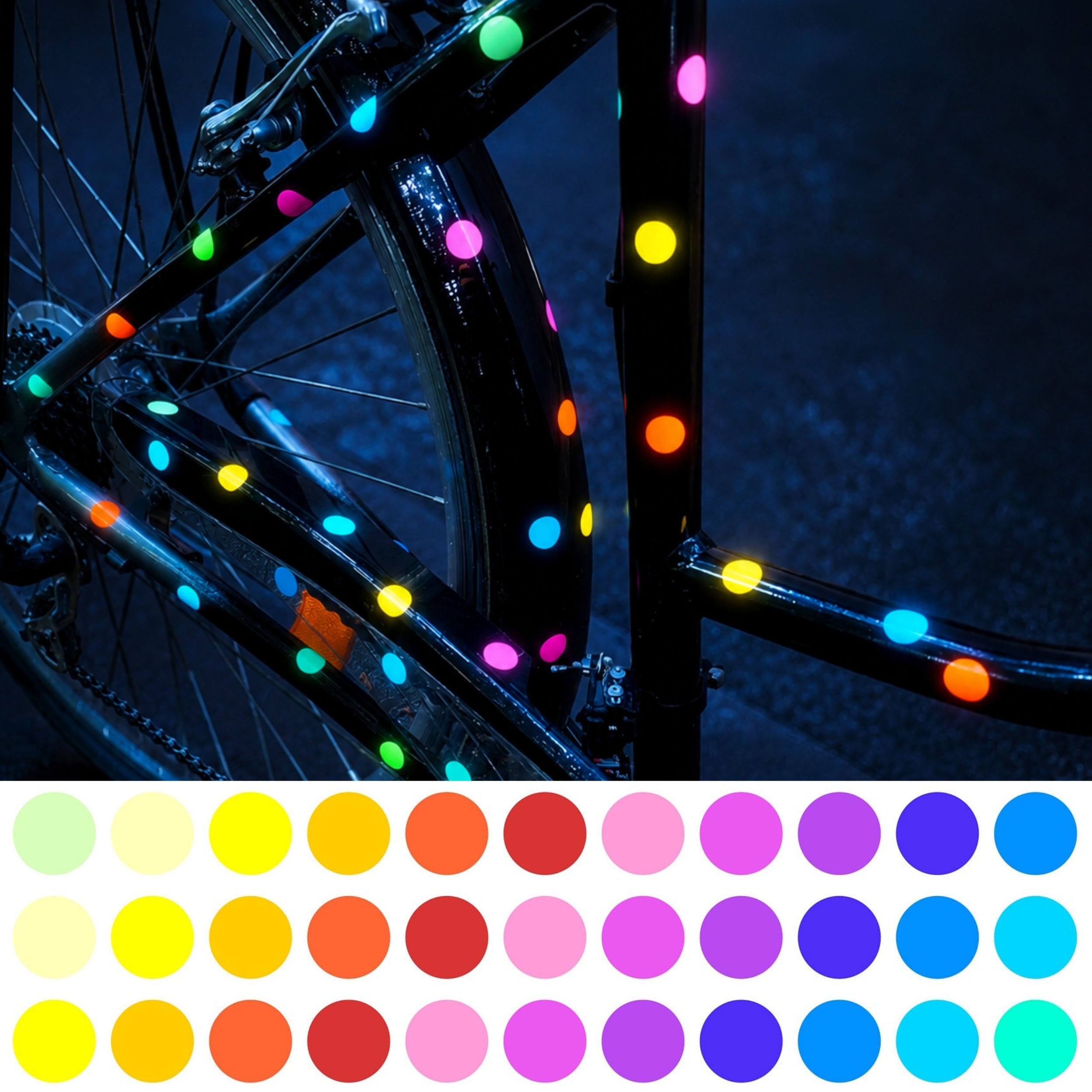 reflektierende Fahrradaufkleber Confetti RAINBOW - reflektive Sticker für Fahrrad und Helm