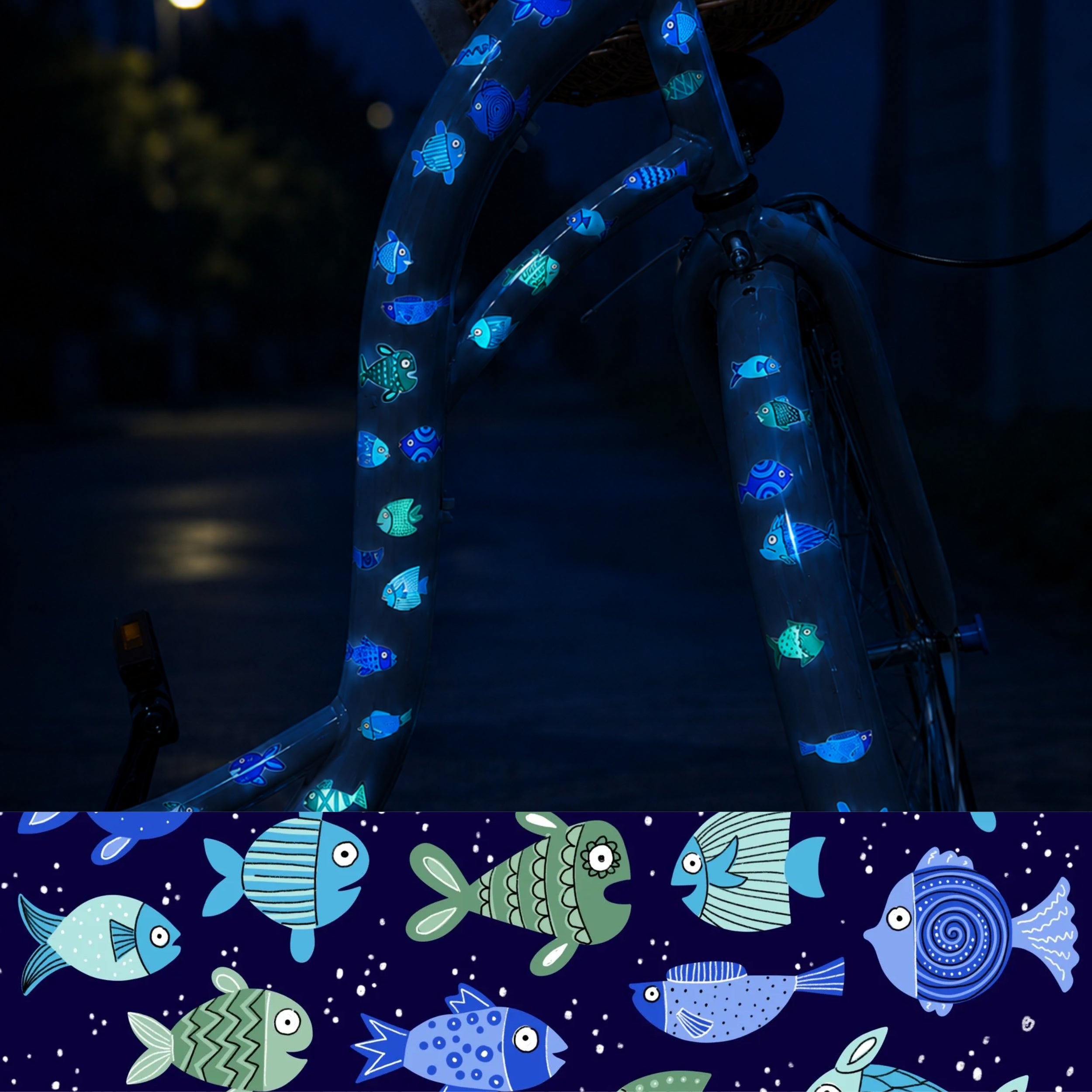 Reflektierende Fahrradaufkleber Fische - Sicherheitssticker für Fahrrad Helm
