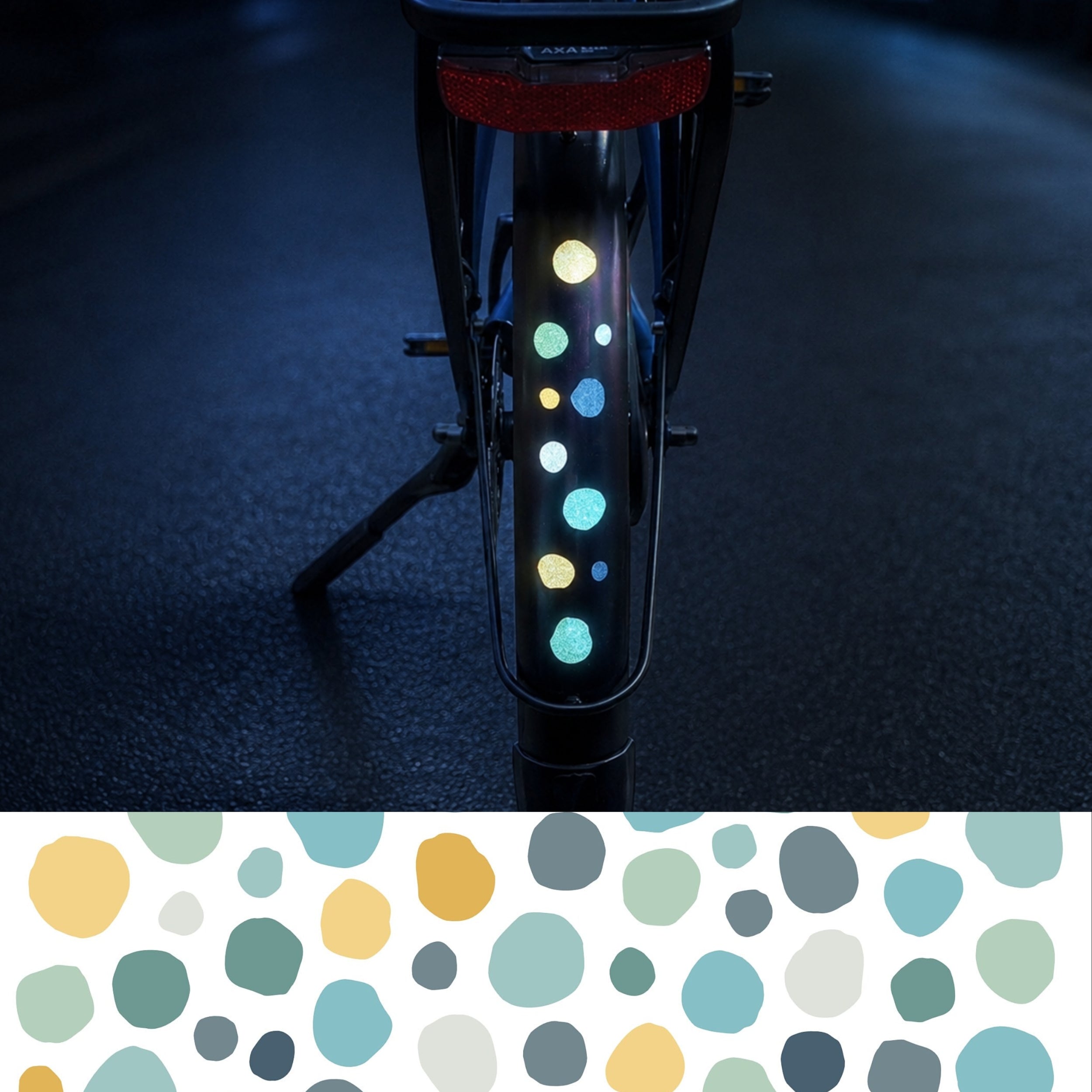 Reflektierende Fahrradaufkleber Punkte Blau-Grün - reflektierende Sticker für Fahrrad und Helm