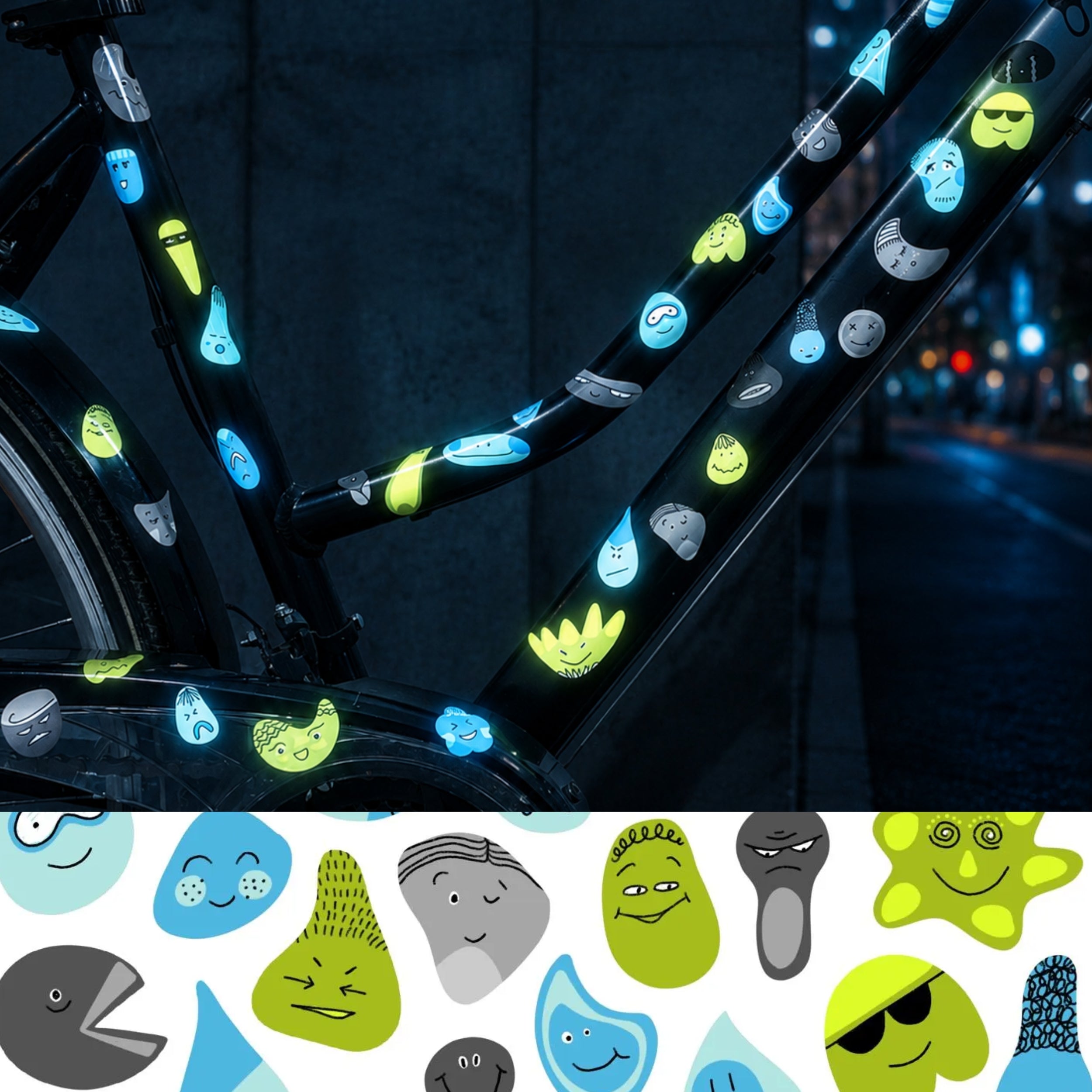 Reflektierende Fahrradaufkleber Smiley Boy - Sicherheitssticker für Fahrrad Helm