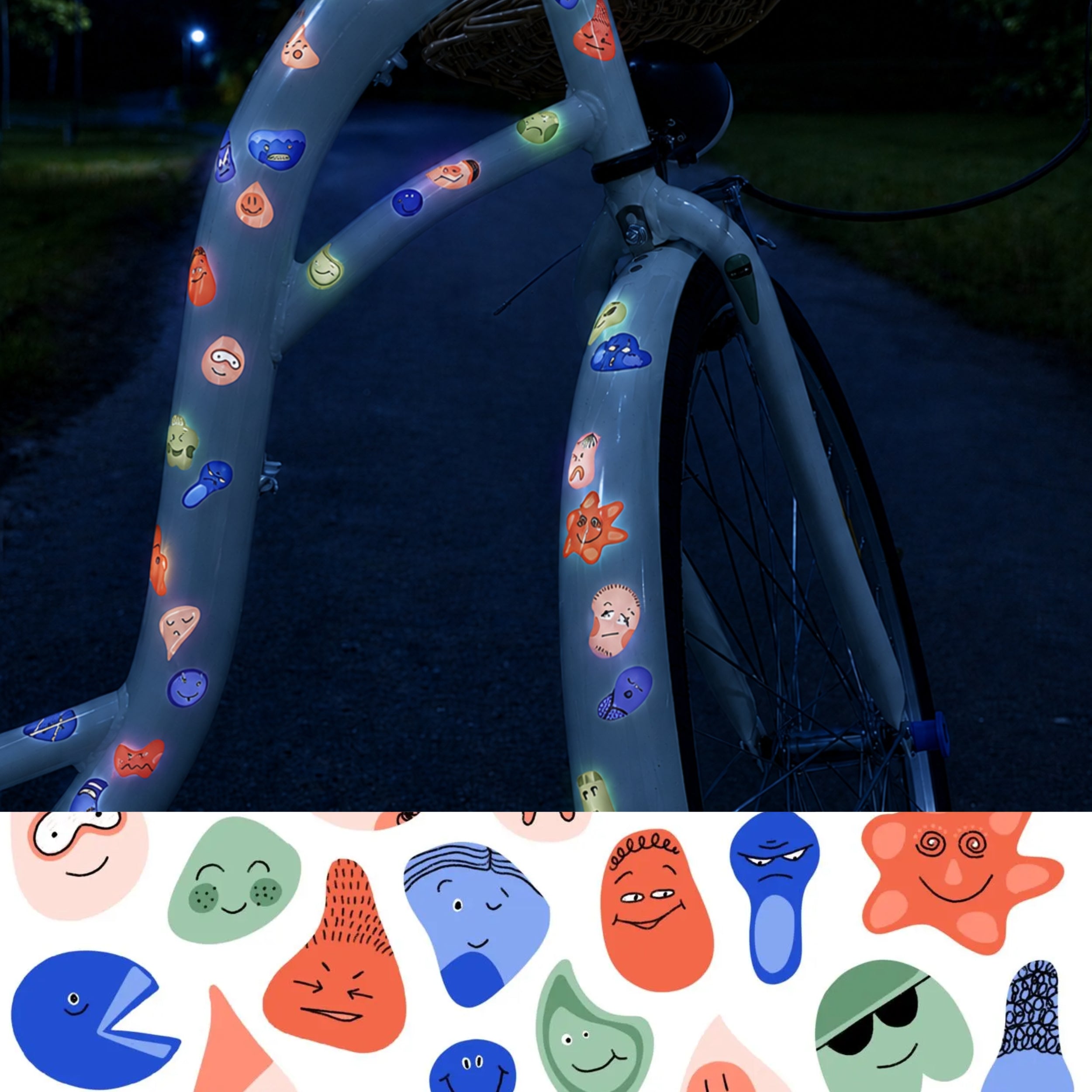 Reflektierende Fahrradaufkleber Smiley Girl - Sicherheitssticker für Fahrrad Helm