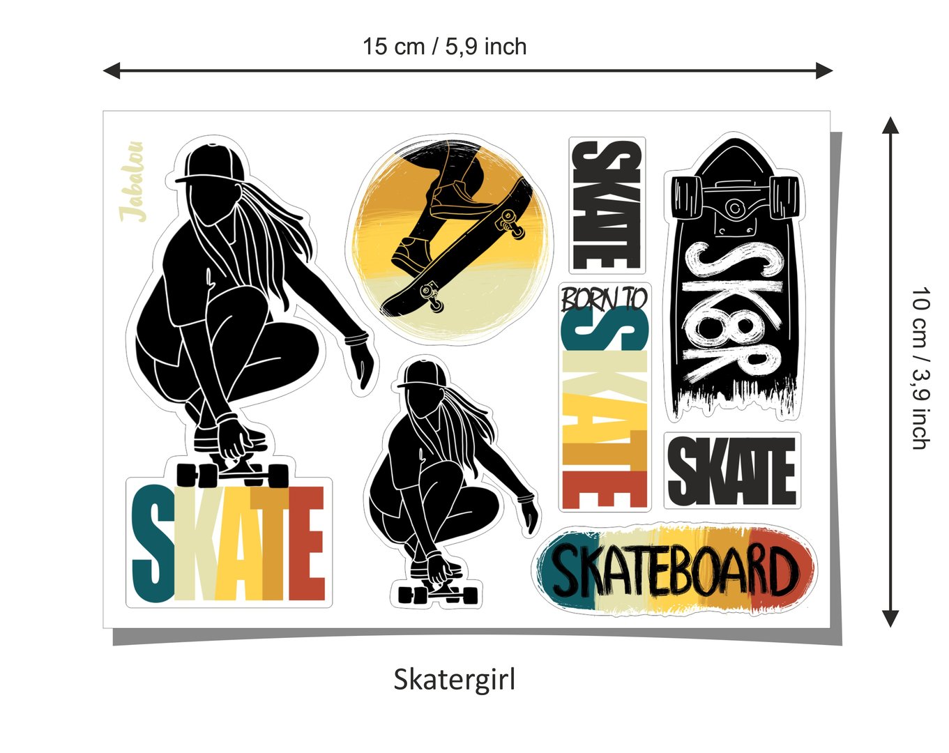 Skatergirl Aufkleber A6 - Sticker Skater - Skate