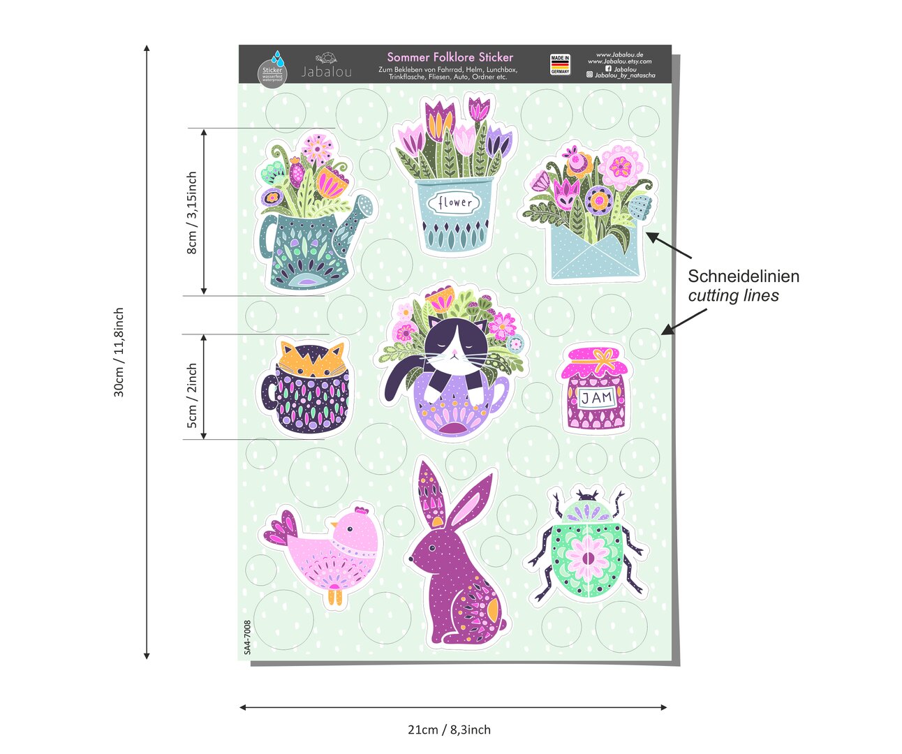 Sommer Folklore Sticker spülmaschinenfest