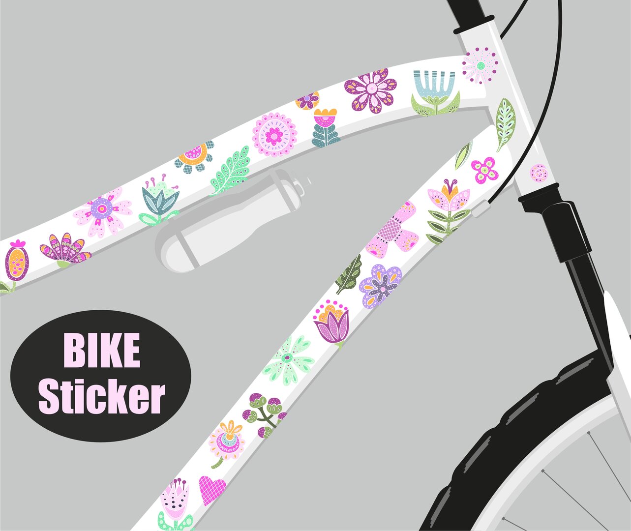 Fahrradsticker Blumen Folklore