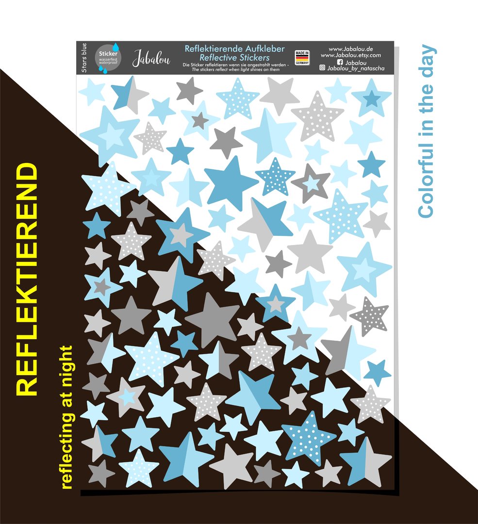 REFLECT Fahrradaufkleber Sterne Hellblau