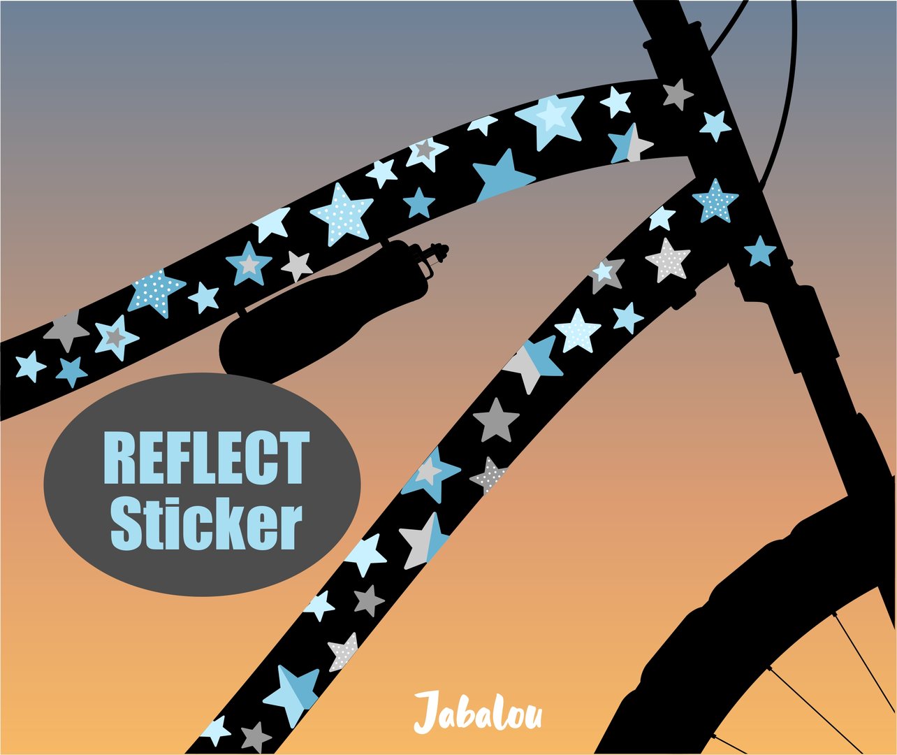 REFLECT Fahrradaufkleber Sterne Hellblau