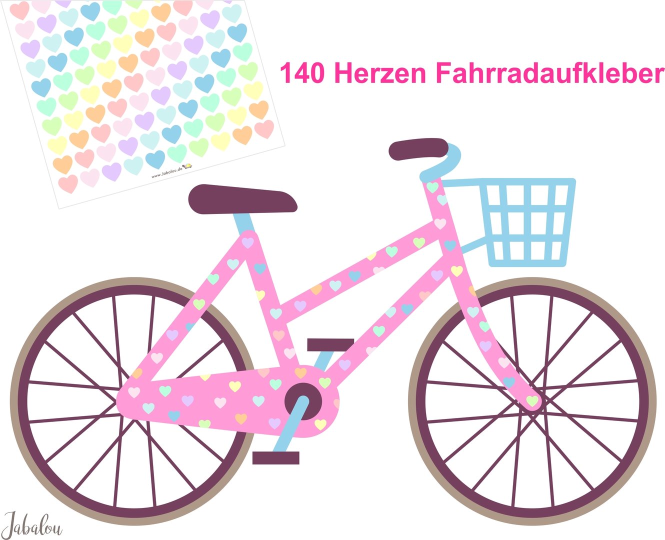 Fahradsticker Confetti Herzen CANDY