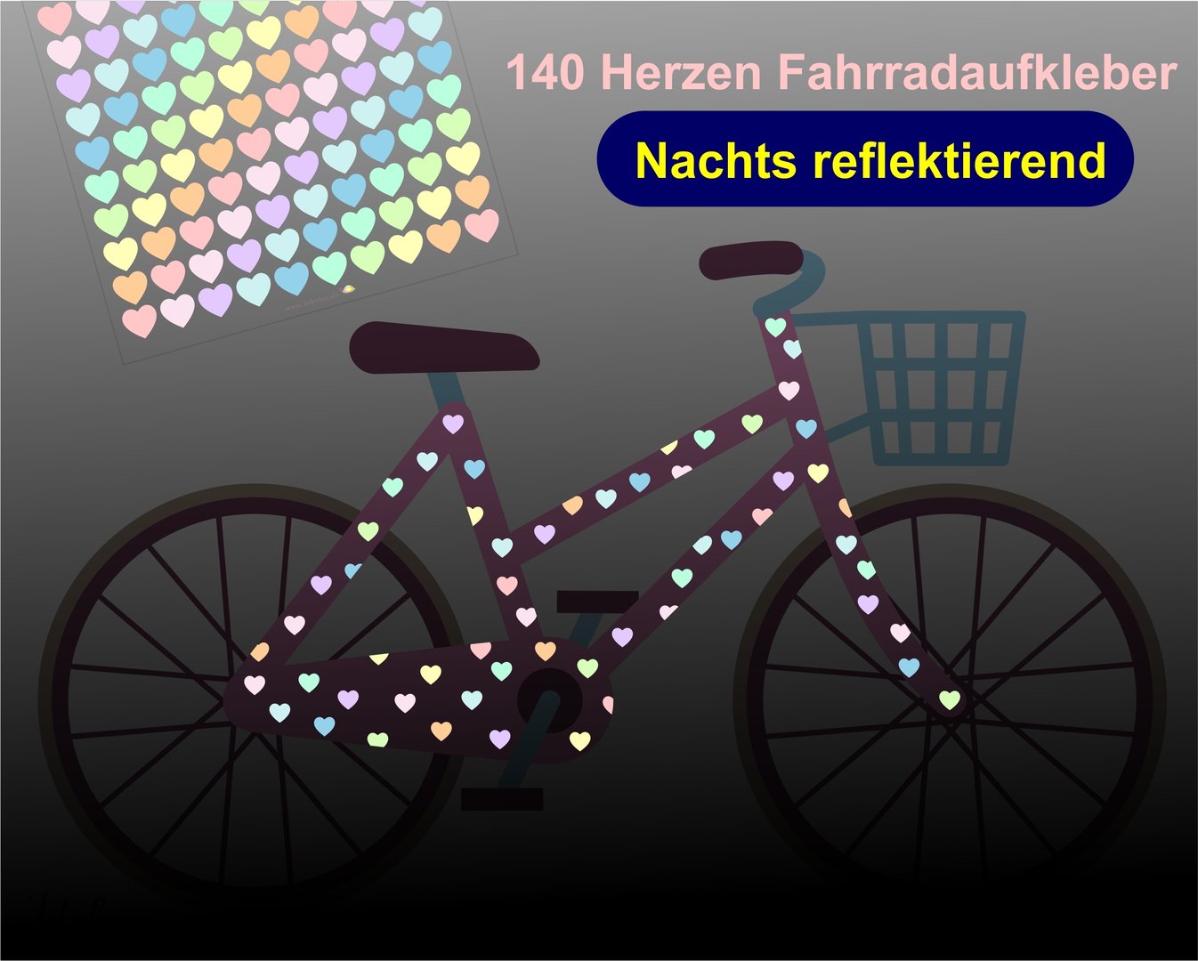 REFLECT Fahrradaufkleber Confetti Herzen Candy