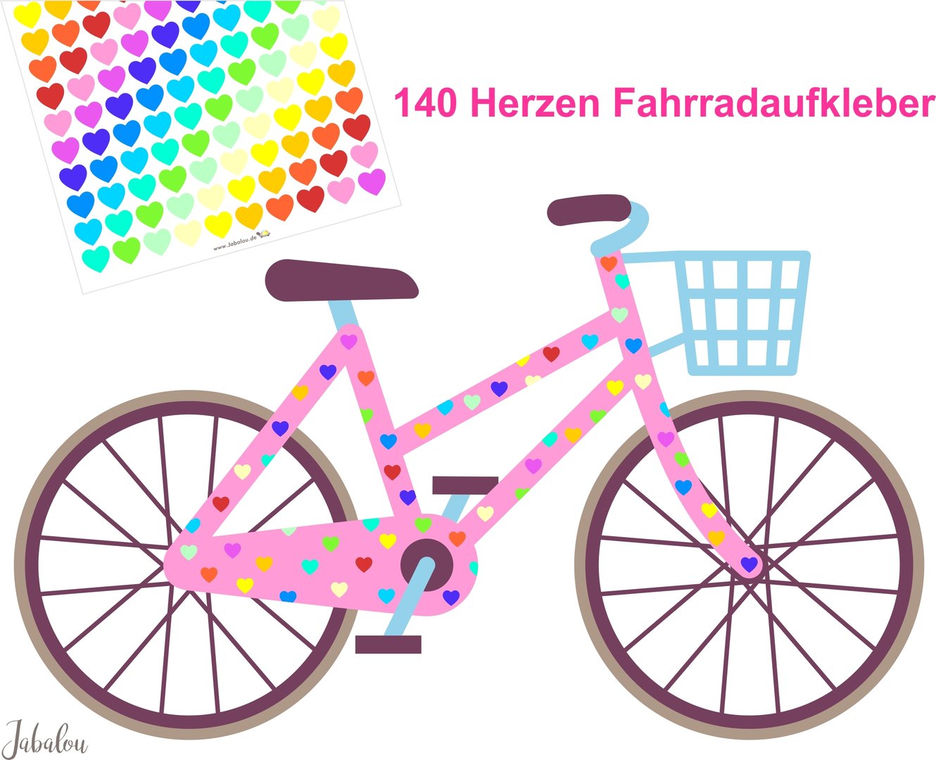 Fahradsticker Confetti Herzen RAINBOW