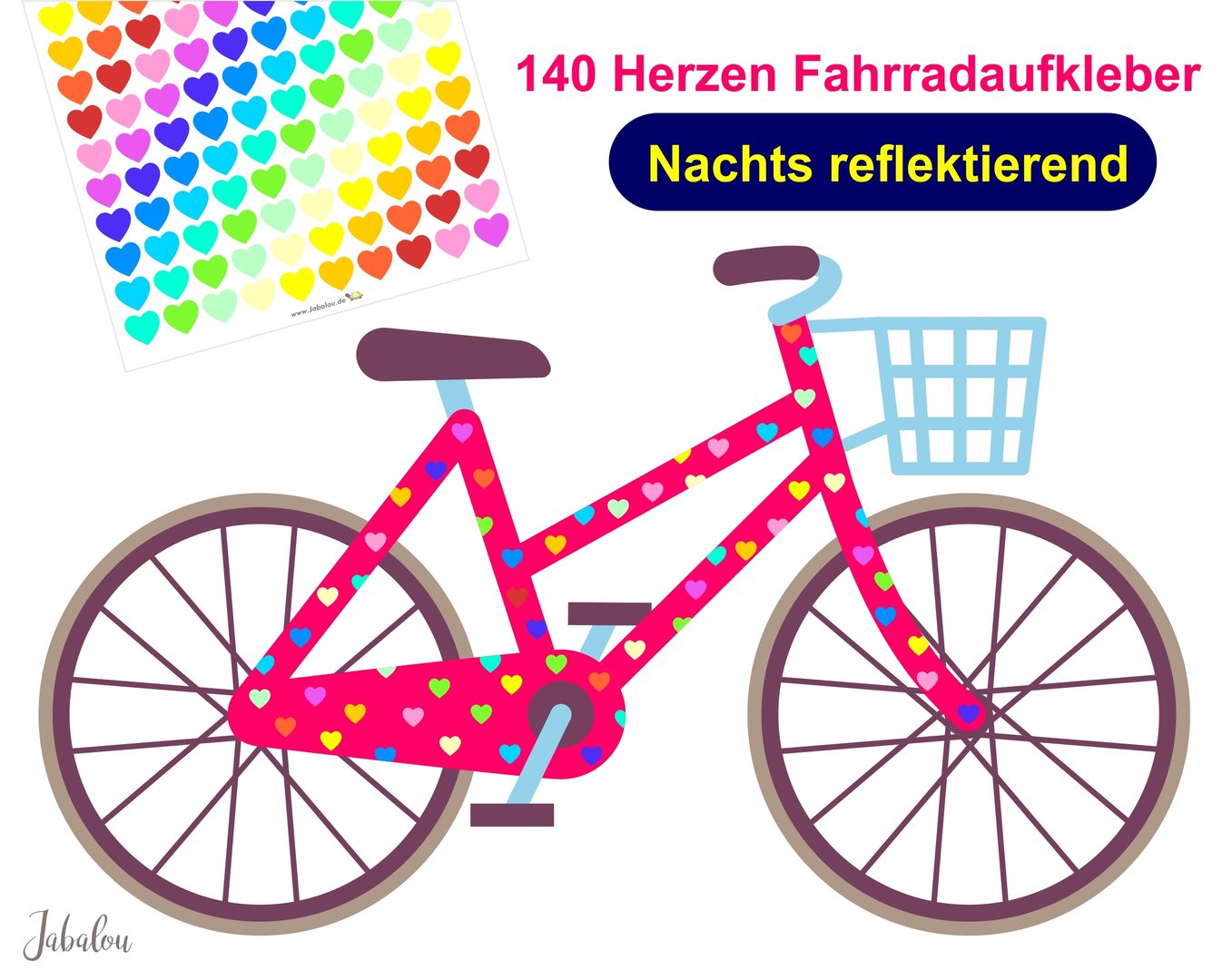 REFLECT Fahrradaufkleber Confetti Herzen RAINBOW