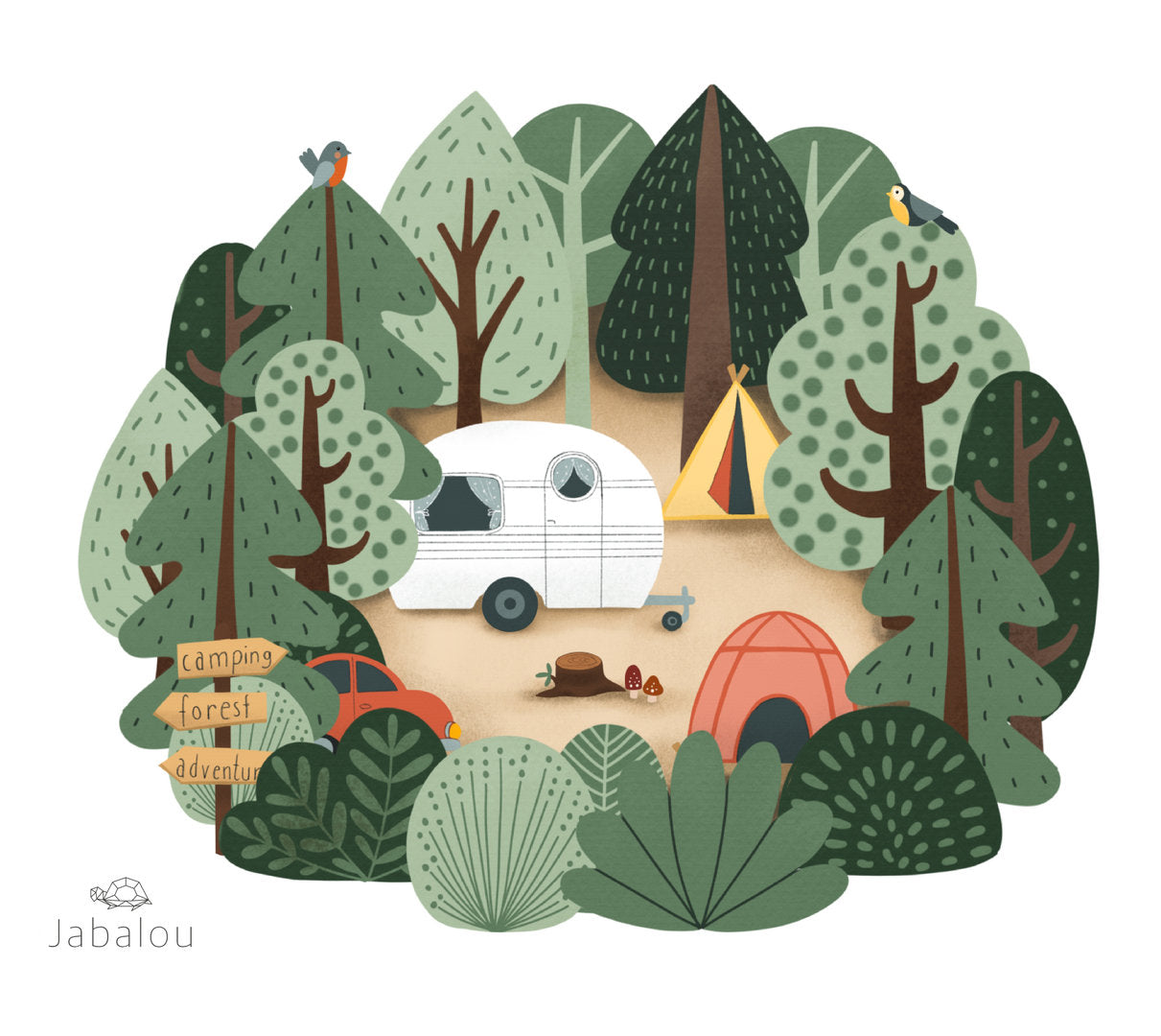 Waldcamping Aufkleber wasserfeste Sticker Camping