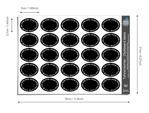 Tafeletiketten, Floral klein Gewürzetiketten