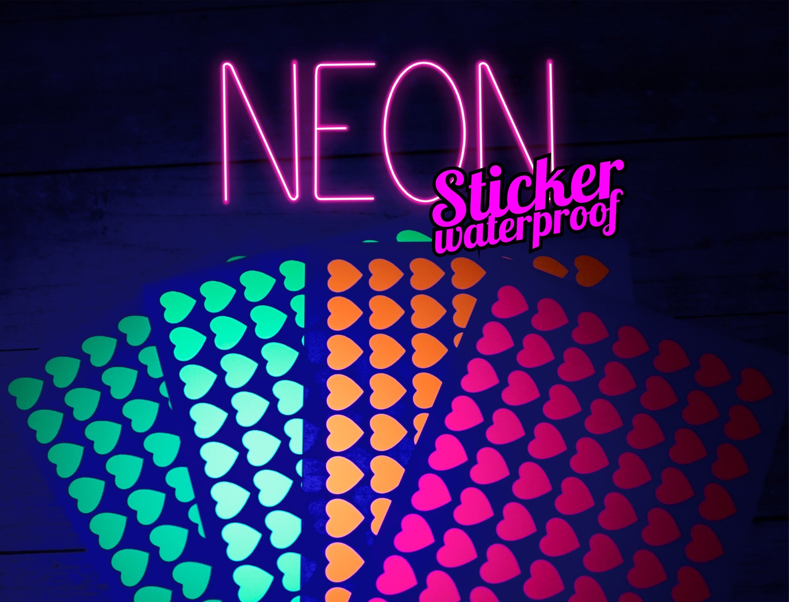 NEON Sticker Herzen waterproof