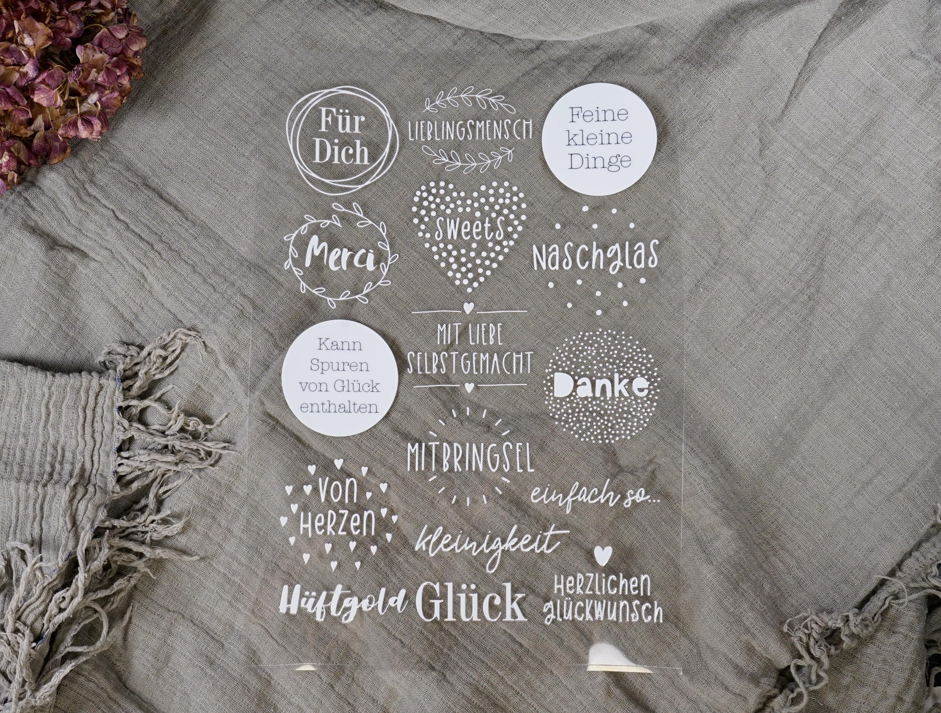 Rub on Sticker A4 zum Bekleben von Vorratsgläser, etc.