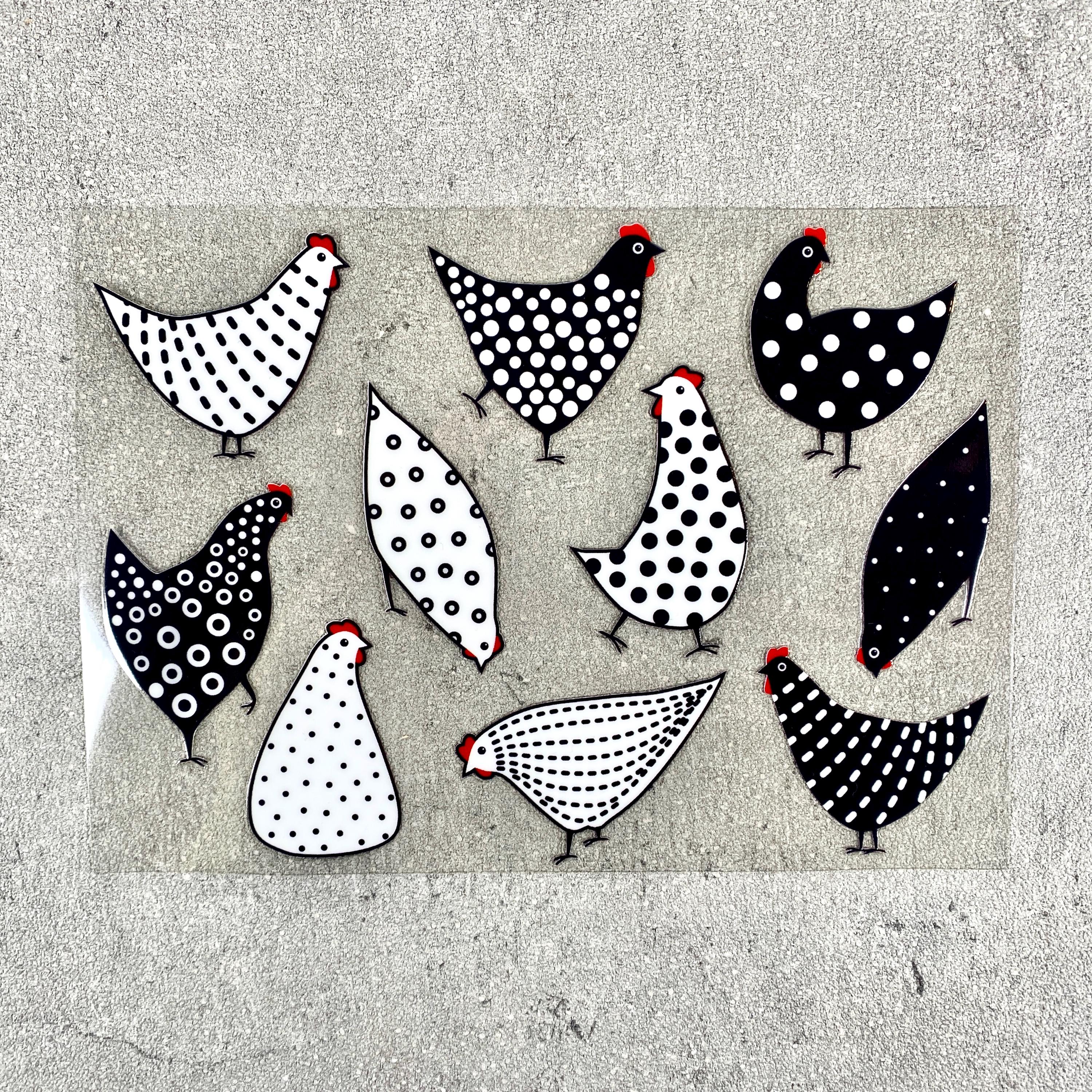 Rub on Hühner Sticker A5 randlos
