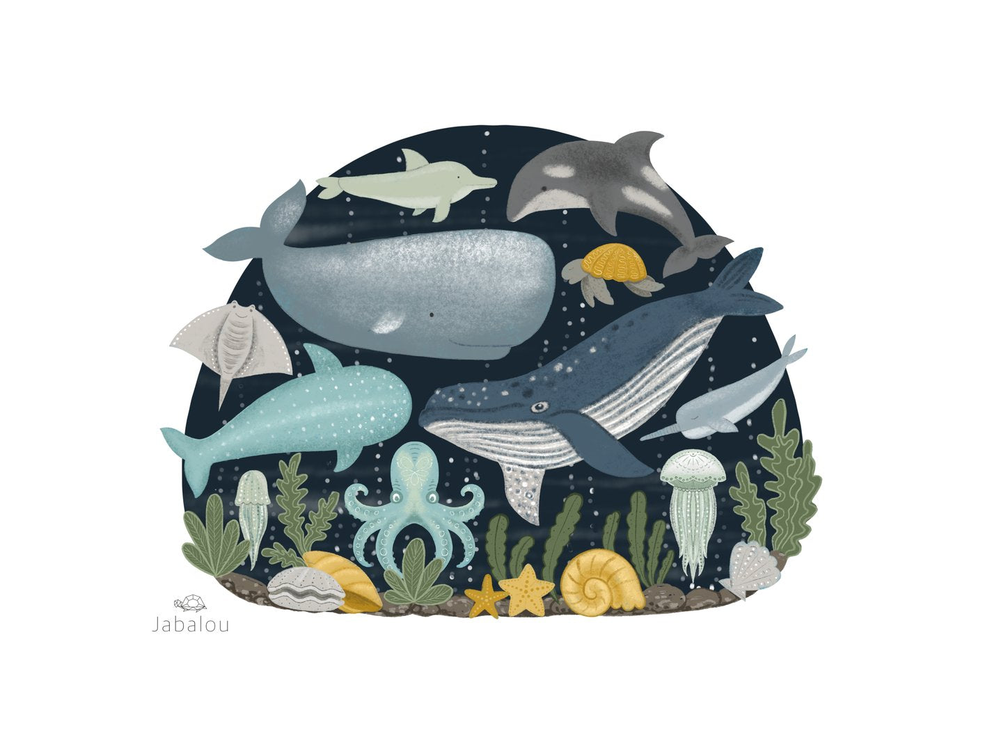 Megasticker Meerestiere Aufkleber wasserfest, Sticker Wal