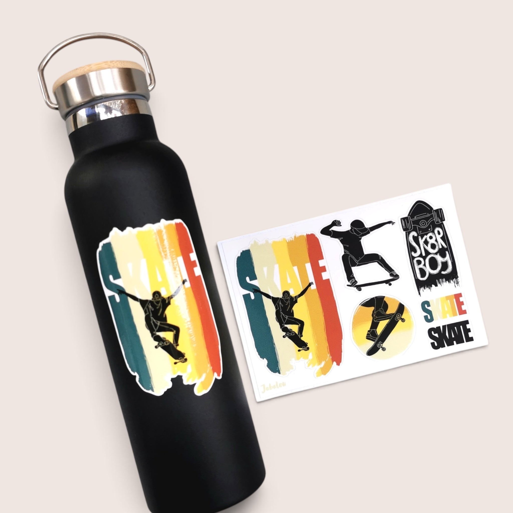 Sticker Skater - Skate - Skaterboy für Trinkflasche und Lunchbox