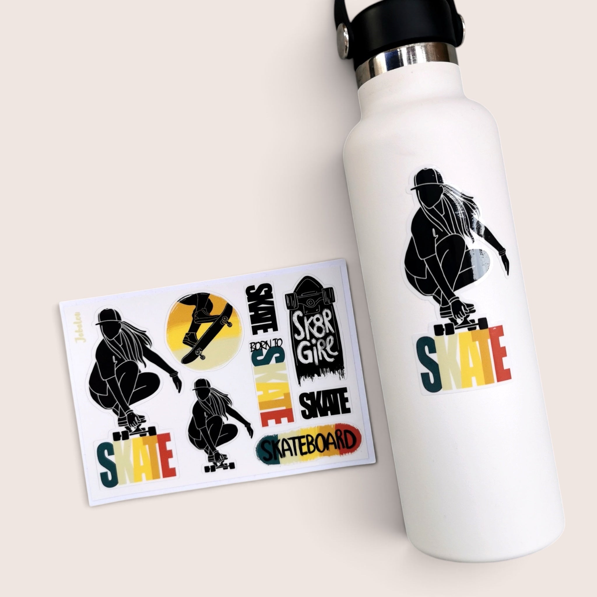 Sticker Skater Girl - Skate für Trinkflasche und Lunchbox